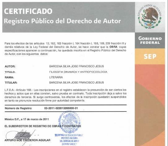 Certificado de registro de autor